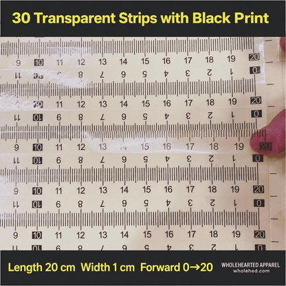 1603★ Transparent Self-Adhesive Waterproof PVC Ruler Sticker with Center-Finding Scale Customizable.