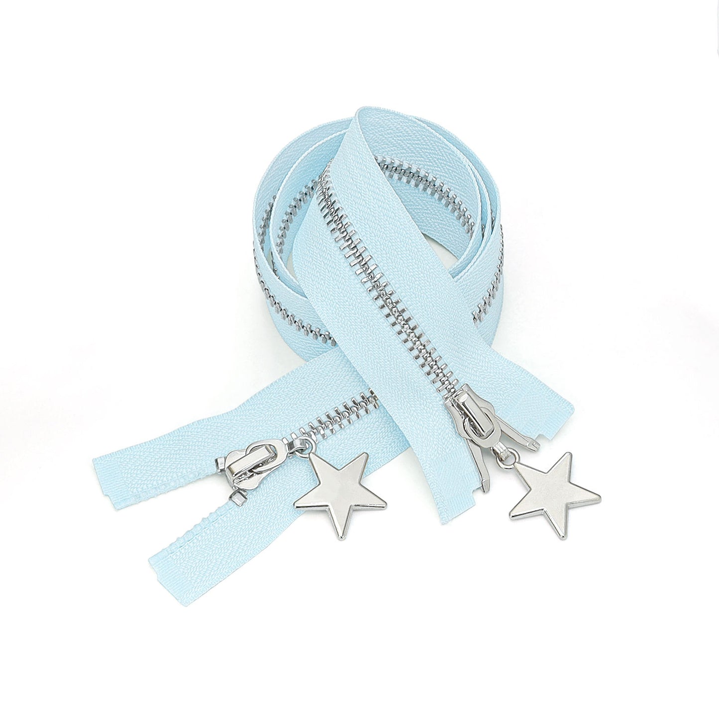 3088  Zipper No. 5 platinum open tail pentagram zipper piece jacket placket zipper double pull head down bright silver teeth