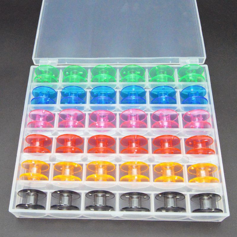 1865★ Colorful Plastic Bobbins with Storage Box for Domestic Electric Sewing Machines★