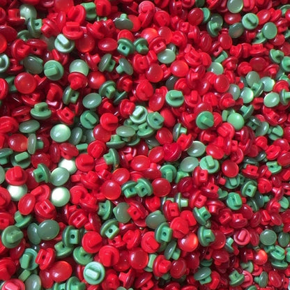 3035  Pearlescent mushroom buckle, doll eye decoration 8mm mushroom buckle, red and green mixed, baby clothes buckle.