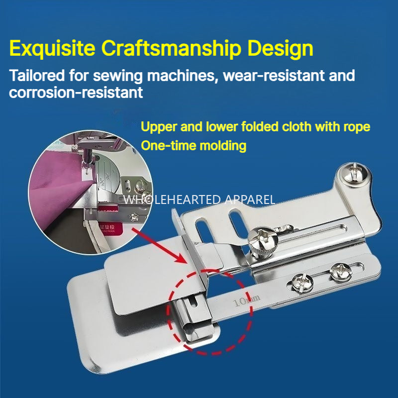 1906★ Adjustable Steel Piping Binder Attachment for Lockstitch Sewing Machines, Fold and Cord Guide★