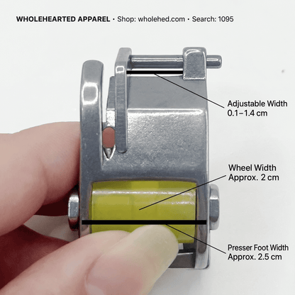 1095★ Adjustable-Width Roller Hemming Presser Foot for Industrial Flatbed Sewing Machines, Pant Hems and Shirt Collars
