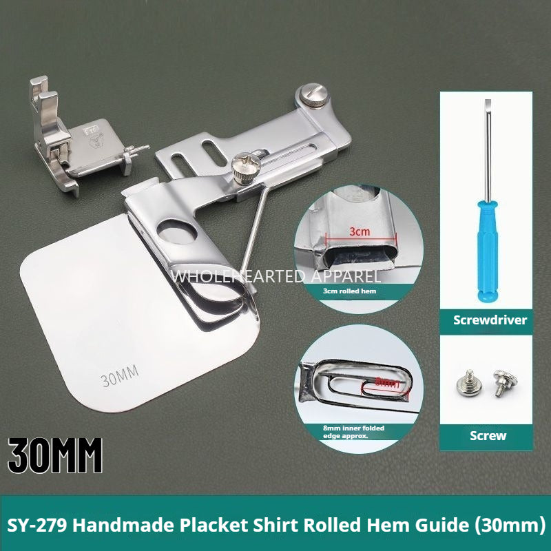 1757★ Handmade – Premium 279 shirt placket hemming folder, widened hemming attachment for curtain hems.★