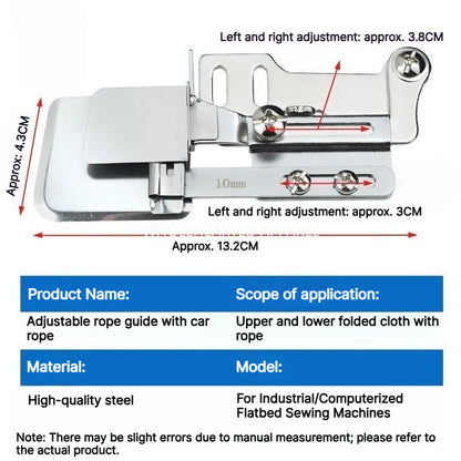1906★ Adjustable Steel Piping Binder Attachment for Lockstitch Sewing Machines, Fold and Cord Guide★