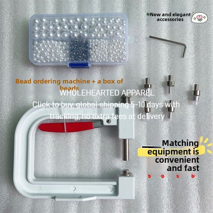 1583★  Portable handmade set bead machine hand-pressed rhinestone non-porous ABS imitation pearl four-claw nail DIY jewelry accessories