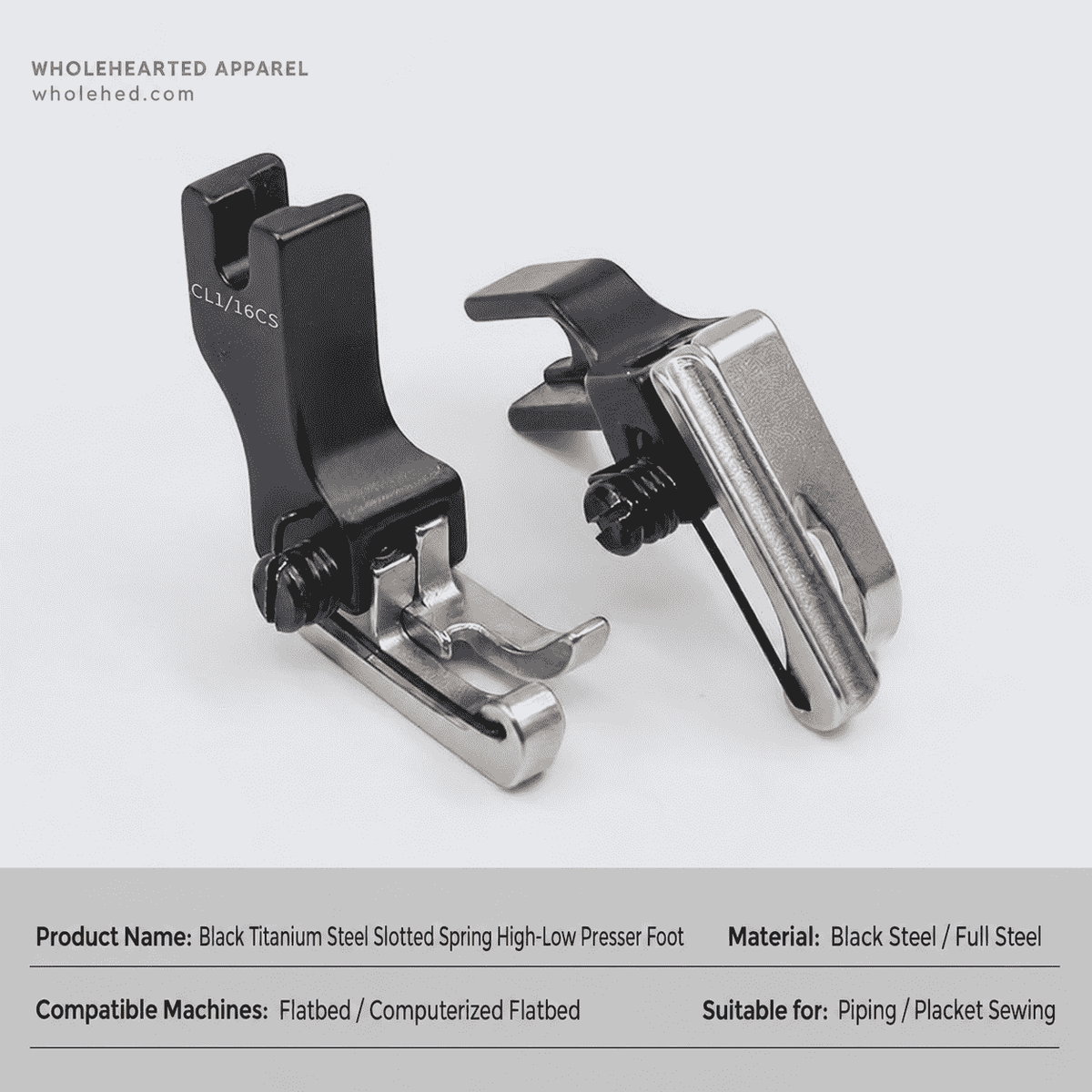1738★ Double-Spring Grooved Compensating Presser Foot for Industrial Lockstitch Machines, Cording & Piping.