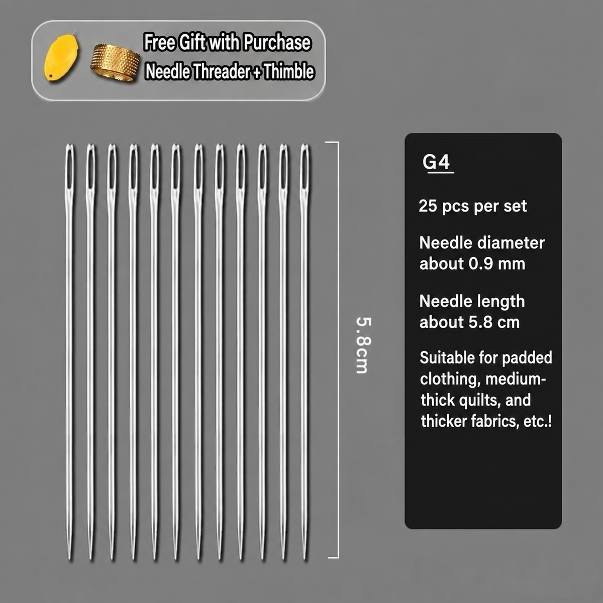 1917★ Traditional Hand Sewing Needles, Steel Needles for Clothing and Quilting, Large-Eye and Fine Sizes.