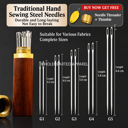 1917★ Traditional Hand Sewing Needles, Steel Needles for Clothing and Quilting, Large-Eye and Fine Sizes.