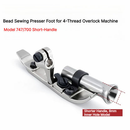 1909★ Four-Thread Overlock Beading Presser Foot, 6mm/8mm, Smooth Bead Sewing★