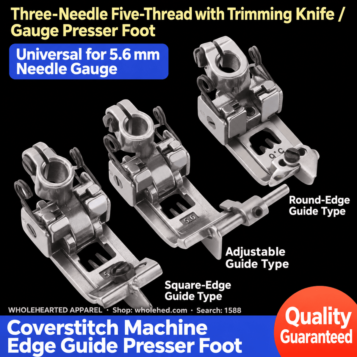1588★ Piedino premistoffa con apertura centrale da 5.6 mm per macchine industriali punto copertura a 3 aghi e 5 fili, compatibile con Pegasus Silver Arrow e Jack
