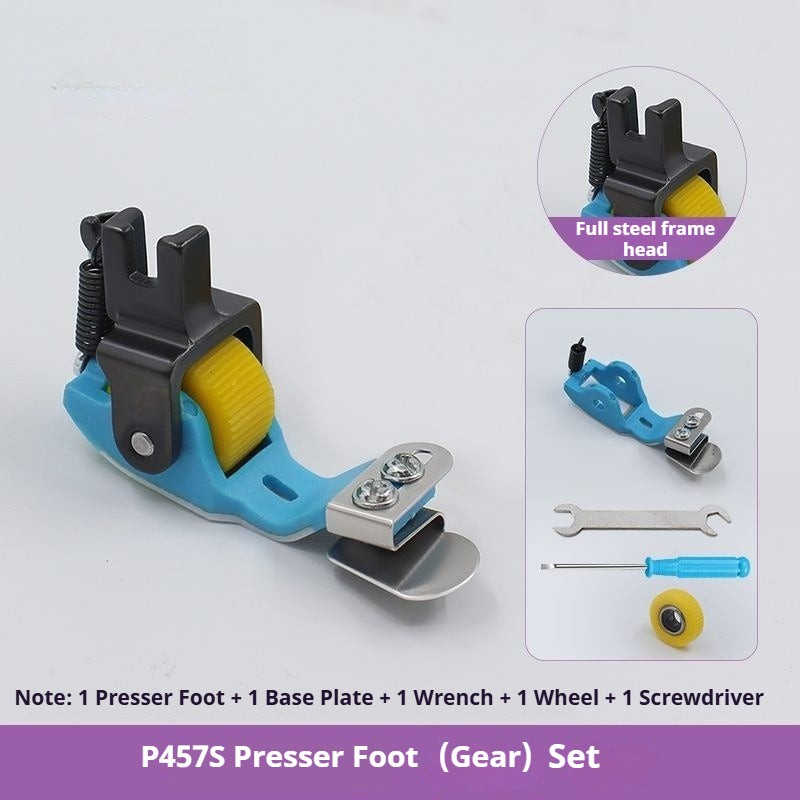 1885★ Adjustable Teflon Roller Presser Foot for Sewing Machines, Downward Folding Edge Guide and Hemming Attachment★