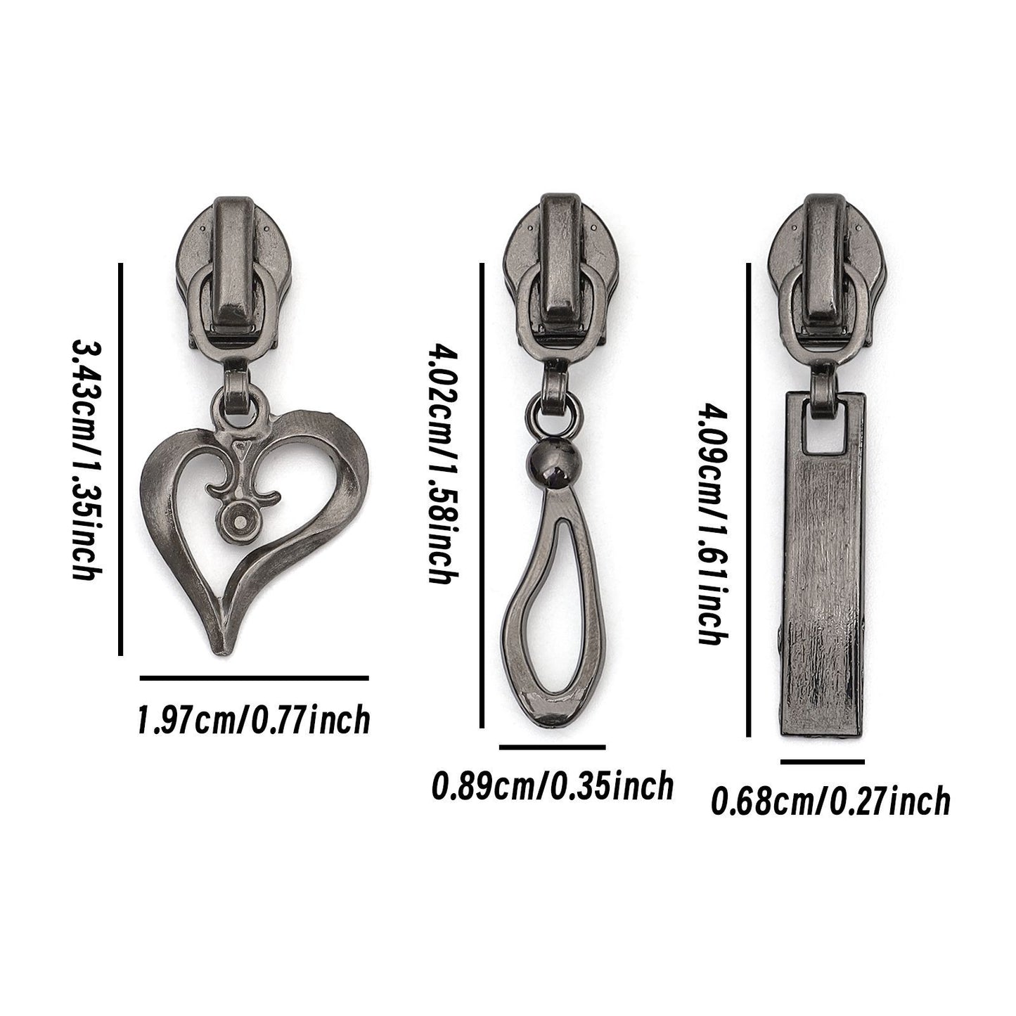 3082  Zipper No. 5 nylon is wearing slider, gun color hook, long slider, love water drop, zinc alloy clothing luggage is suitable for