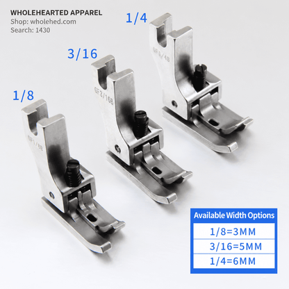 1430★ GF1/4B Verstellbarer linker und rechter Rollsaumfuß für Industrienähmaschinen mit Flachbett
