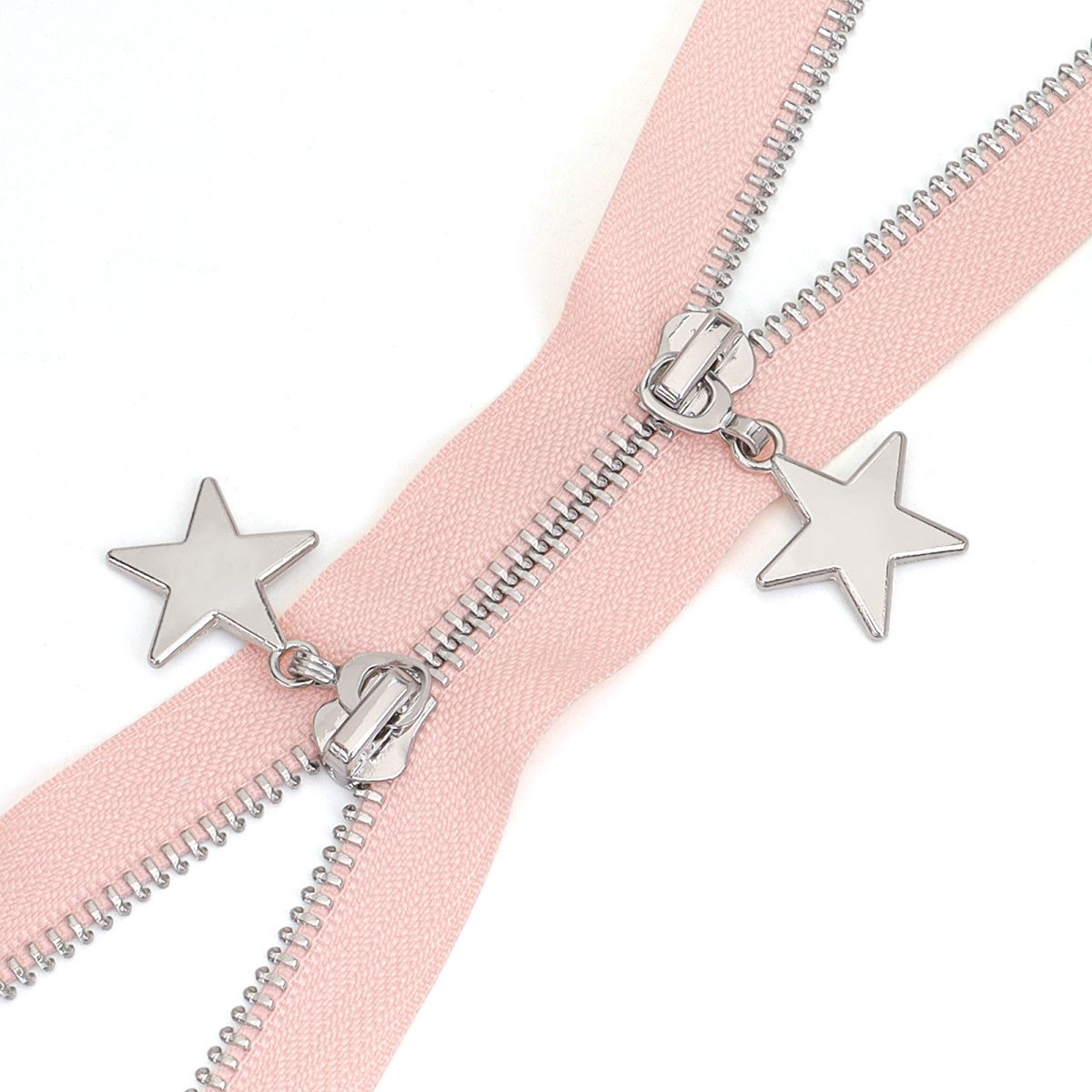 3088  Zipper No. 5 platinum open tail pentagram zipper piece jacket placket zipper double pull head down bright silver teeth