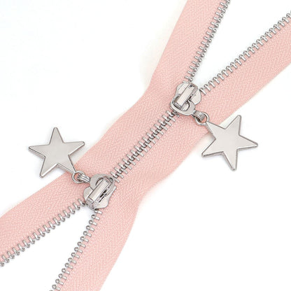 3088  Zipper No. 5 platinum open tail pentagram zipper piece jacket placket zipper double pull head down bright silver teeth