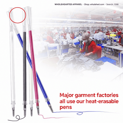 1008★ Stylo marqueur effaçable à la chaleur à corps épais pour tissu et cuir, grande capacité pour la couture et la confection