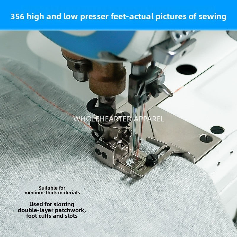 1660★  New 356 adjustable double-layer hem presser foot three-needle five-thread thick material presser foot interlock sewing machine, sewing machine accessories
