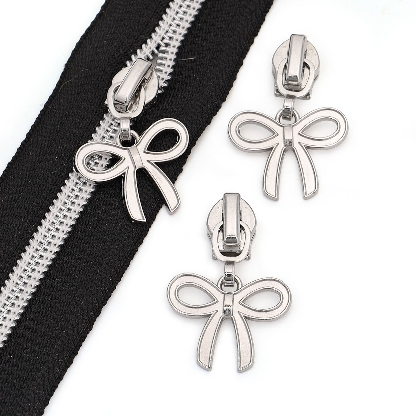 3105  Zipper No. 5 nylon platinum hook with bow pull tab zinc alloy luggage clothing home textile nylon zipper suitable