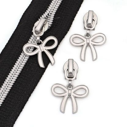 3105  Zipper No. 5 nylon platinum hook with bow pull tab zinc alloy luggage clothing home textile nylon zipper suitable