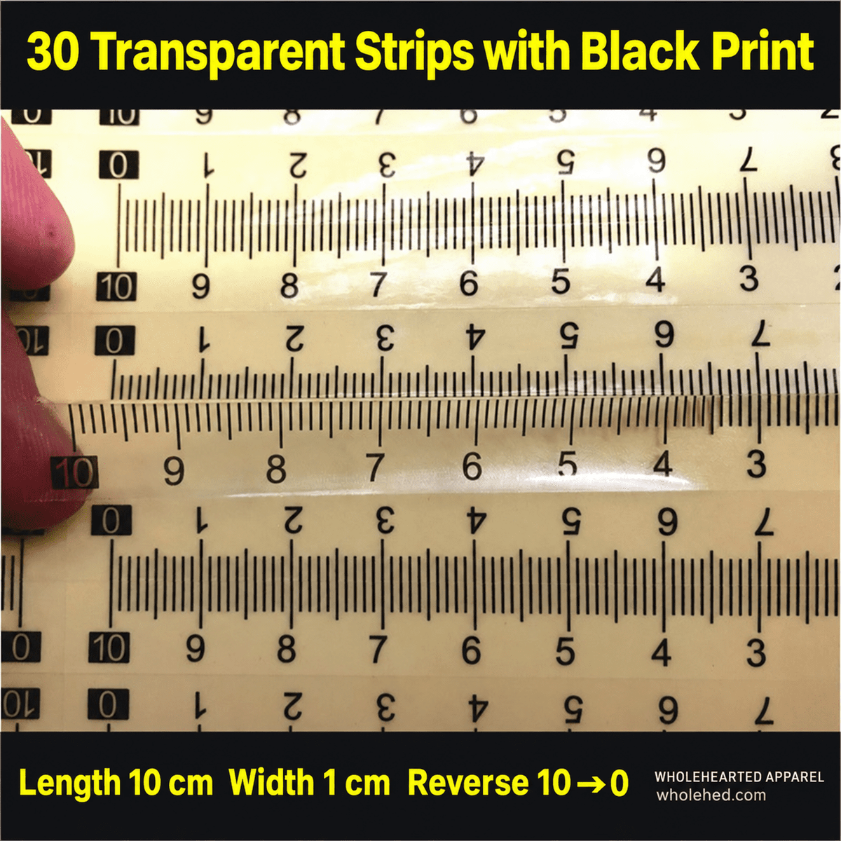 1603★ Transparent Self-Adhesive Waterproof PVC Ruler Sticker with Center-Finding Scale Customizable.