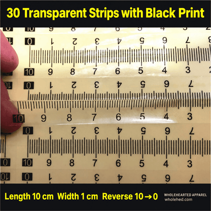 1603★ Transparent Self-Adhesive Waterproof PVC Ruler Sticker with Center-Finding Scale Customizable.