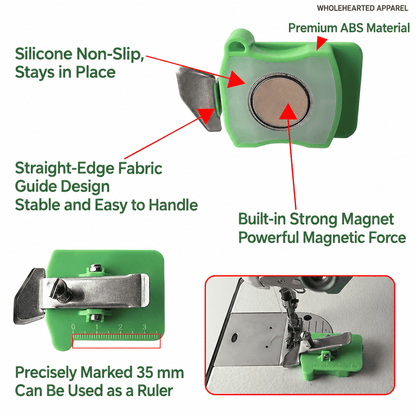 1015★ Adjustable Magnetic Seam Guide for Sewing Machines with Silicone Non-Slip Base and Built-In Scale.