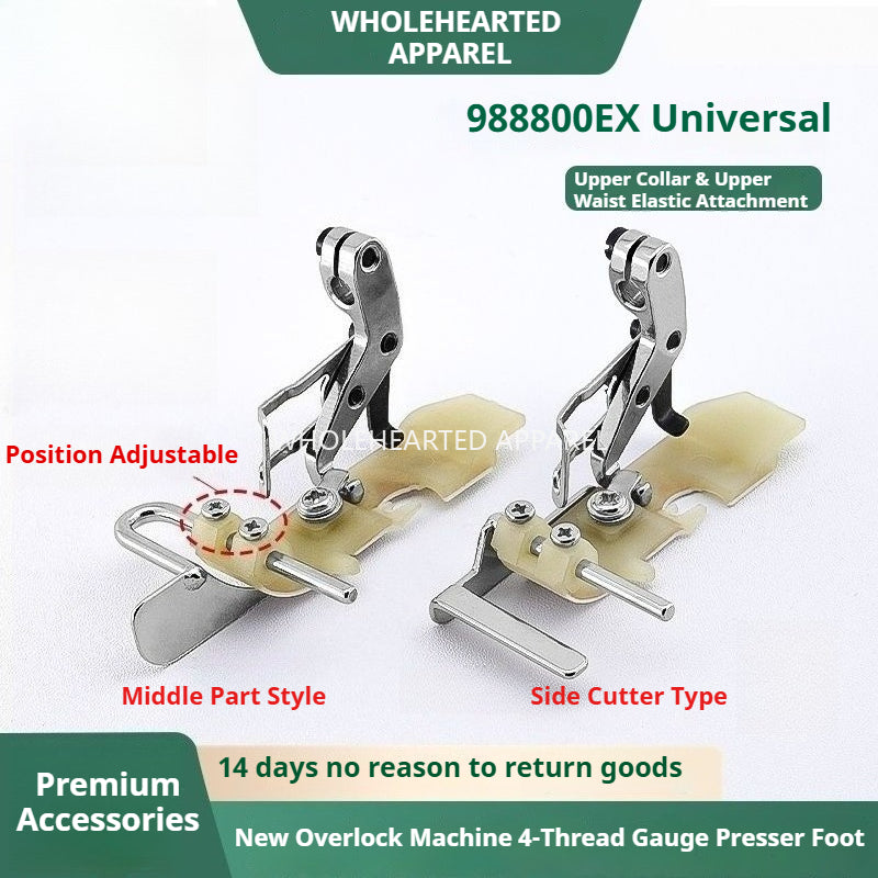 1762★ Four-Thread Overlock Edge Guide Presser Foot for Collar and Waist Sewing with Teflon Base ★