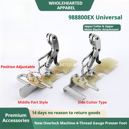 1762★ Four-Thread Overlock Edge Guide Presser Foot for Collar and Waist Sewing with Teflon Base ★