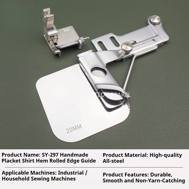 1757★ Handmade – Premium 279 shirt placket hemming folder, widened hemming attachment for curtain hems.★