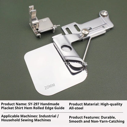 1757★ Handmade – Premium 279 shirt placket hemming folder, widened hemming attachment for curtain hems.★