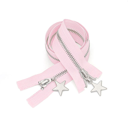 3088  Zipper No. 5 platinum open tail pentagram zipper piece jacket placket zipper double pull head down bright silver teeth