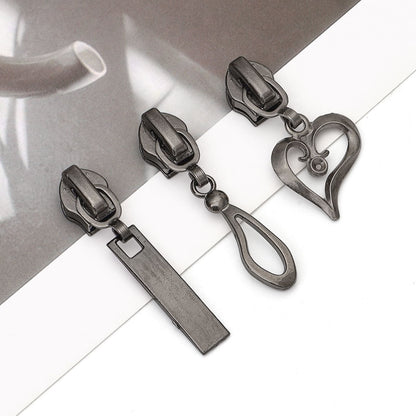 3082  Zipper No. 5 nylon is wearing slider, gun color hook, long slider, love water drop, zinc alloy clothing luggage is suitable for