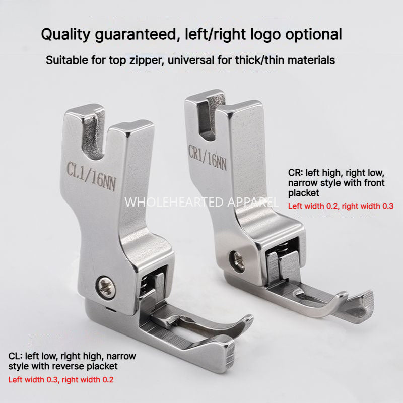 1212★ New Arrivals 2 | More Options | Narrow High-Low Zipper Presser Foot for Industrial Lockstitch Sewing Machines, 0.1/0.2 cm Edge Stitching.