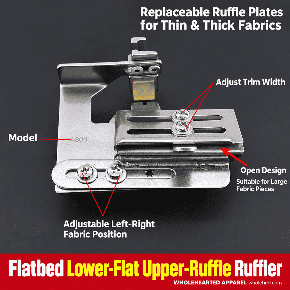 1750★ Adjustable Gathering Presser Foot for Lockstitch Machines, Suitable for Skirts, Lace, Ribbons, and Various Fabric Thicknesses.