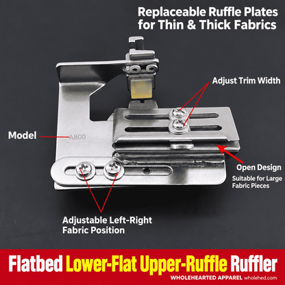 1750★ Adjustable Gathering Presser Foot for Lockstitch Machines, Suitable for Skirts, Lace, Ribbons, and Various Fabric Thicknesses.