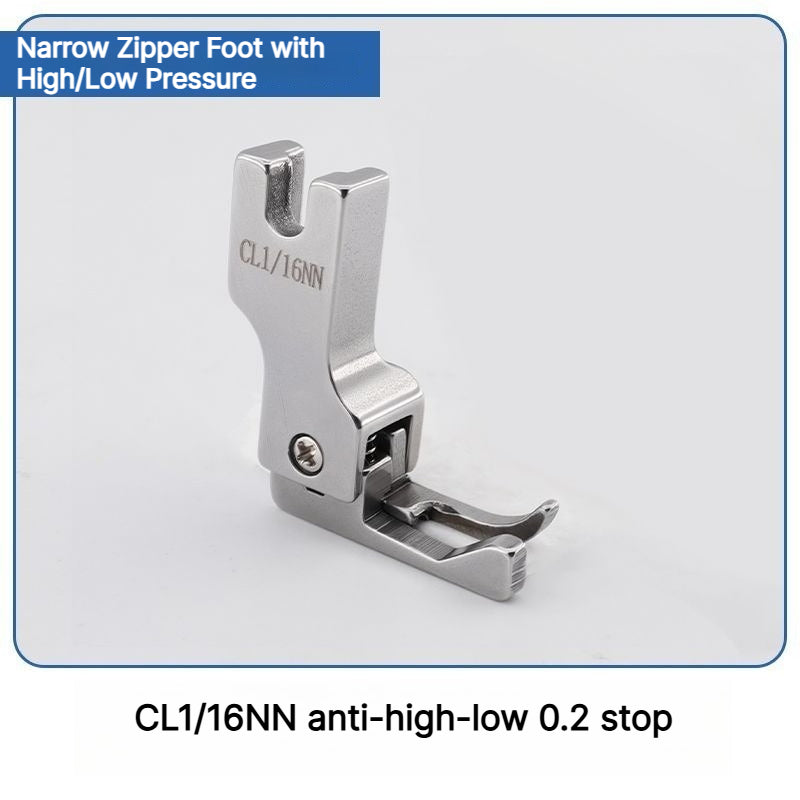 1212★ New Arrivals 2 | More Options | Narrow High-Low Zipper Presser Foot for Industrial Lockstitch Sewing Machines, 0.1/0.2 cm Edge Stitching.
