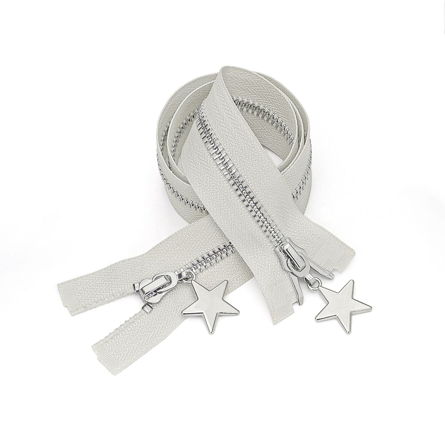 3088  Zipper No. 5 platinum open tail pentagram zipper piece jacket placket zipper double pull head down bright silver teeth