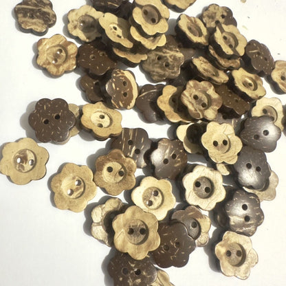 3051  Vintage flower coconut shell wood natural button clothes handmade buttons two-eye shirt children's buttons sweater jacket