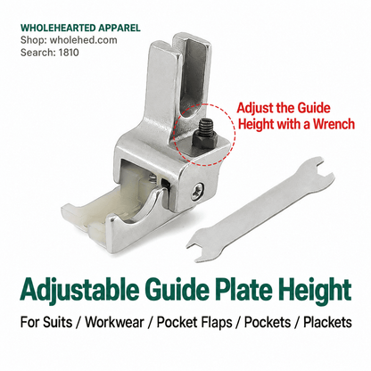 1810★ Double-Stitch High-Low Plastic Presser Foot with Thickened PTFE Sole All-Steel Shank and Adjustable Edge Guide