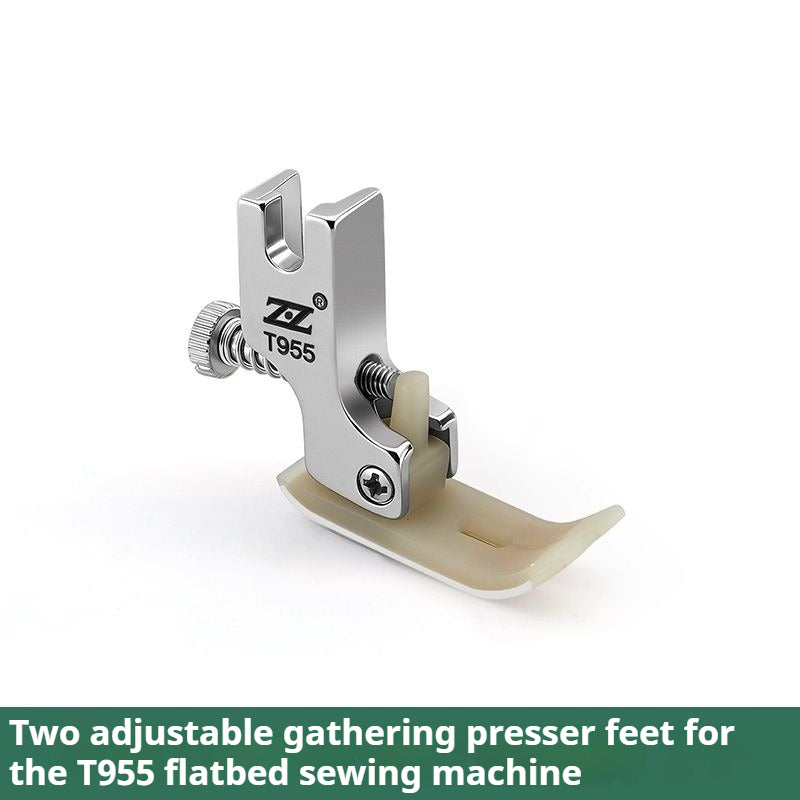 1737★ Lockstitch Machine T955 Adjustable Plastic Shirring Presser Foot All Steel Shank Thickened Teflon Presser Foot Suitable for Thin Medium and Thick Fabrics★