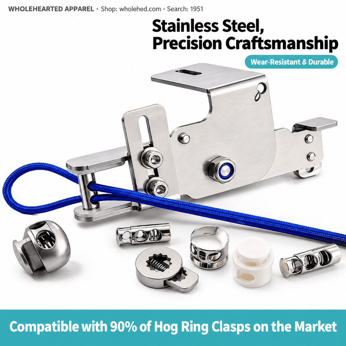 1951★ Adjustable-Height Stainless Steel Cord Lock Threading Tool for Clothing Drawstrings