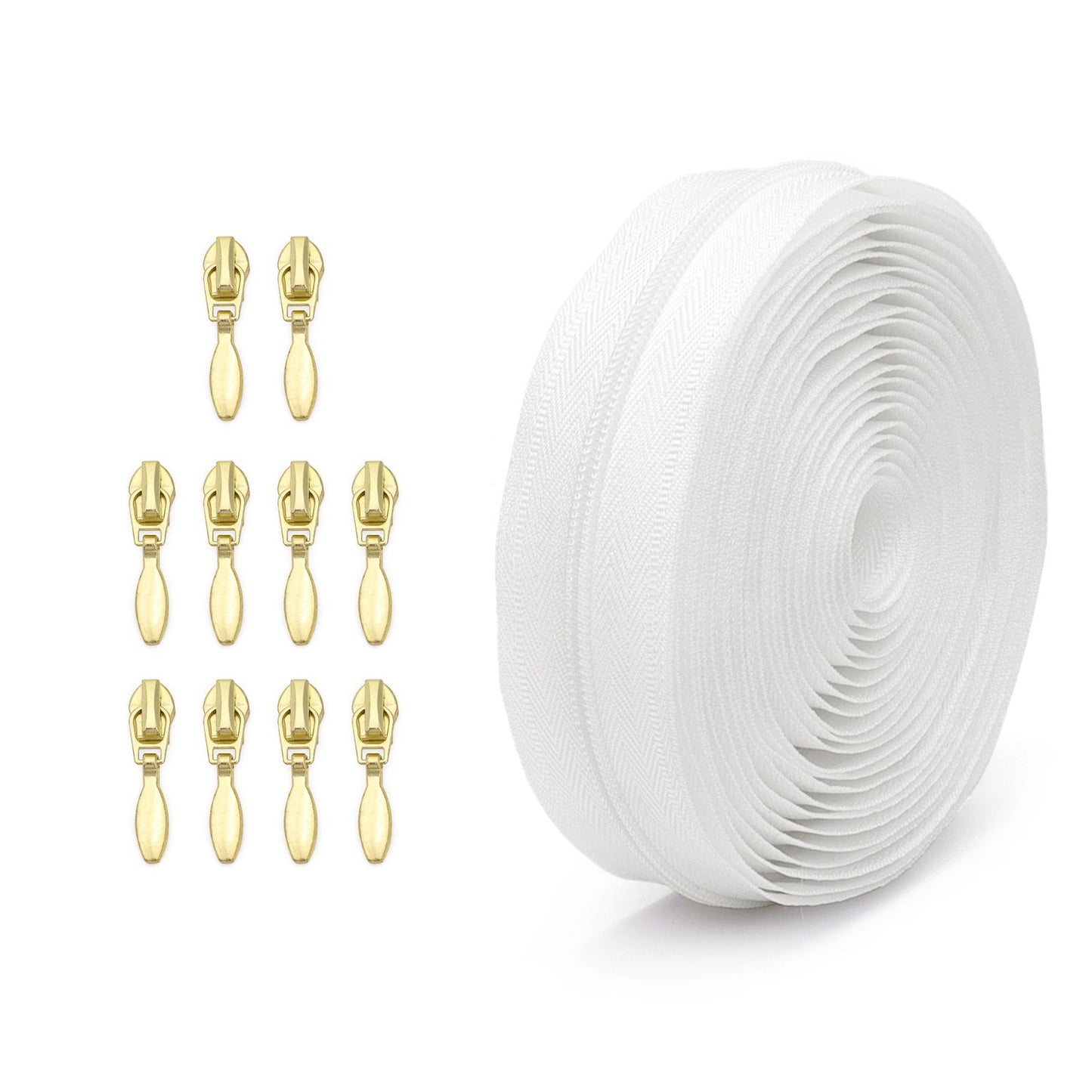 3100  Zipper No. 3 is wearing nylon solid color luggage zipper 4.5 meters + 10 light gold water drop heads = 1 pack