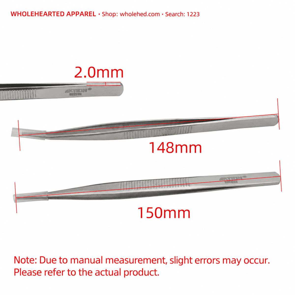 1223★ Lightweight Stainless Steel Straight-Tip Tweezers with Mirror-Polished Finish and Non-Slip Grip for Garment Production.
