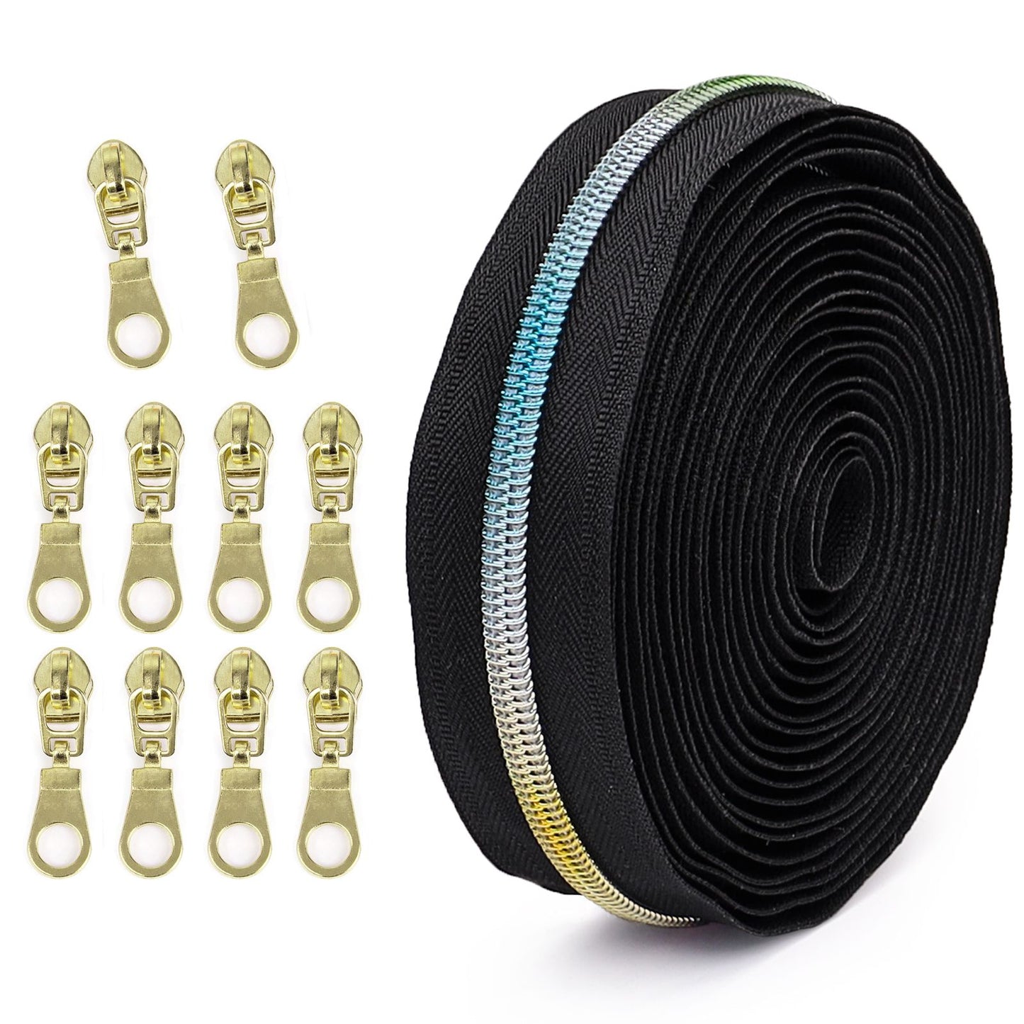 3097  Zipper No. 5 is wearing colorful teeth nylon set, bags and accessories can be used for 4.5 meters + 10 Jitong heads = 1 pack.