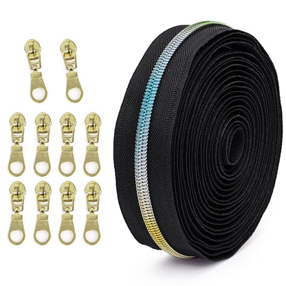 3097  Zipper No. 5 is wearing colorful teeth nylon set, bags and accessories can be used for 4.5 meters + 10 Jitong heads = 1 pack.