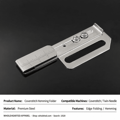 1920★ Adjustable Hemming Folder for 3-Needle 5-Thread Coverstitch Machine, Sewing Attachment