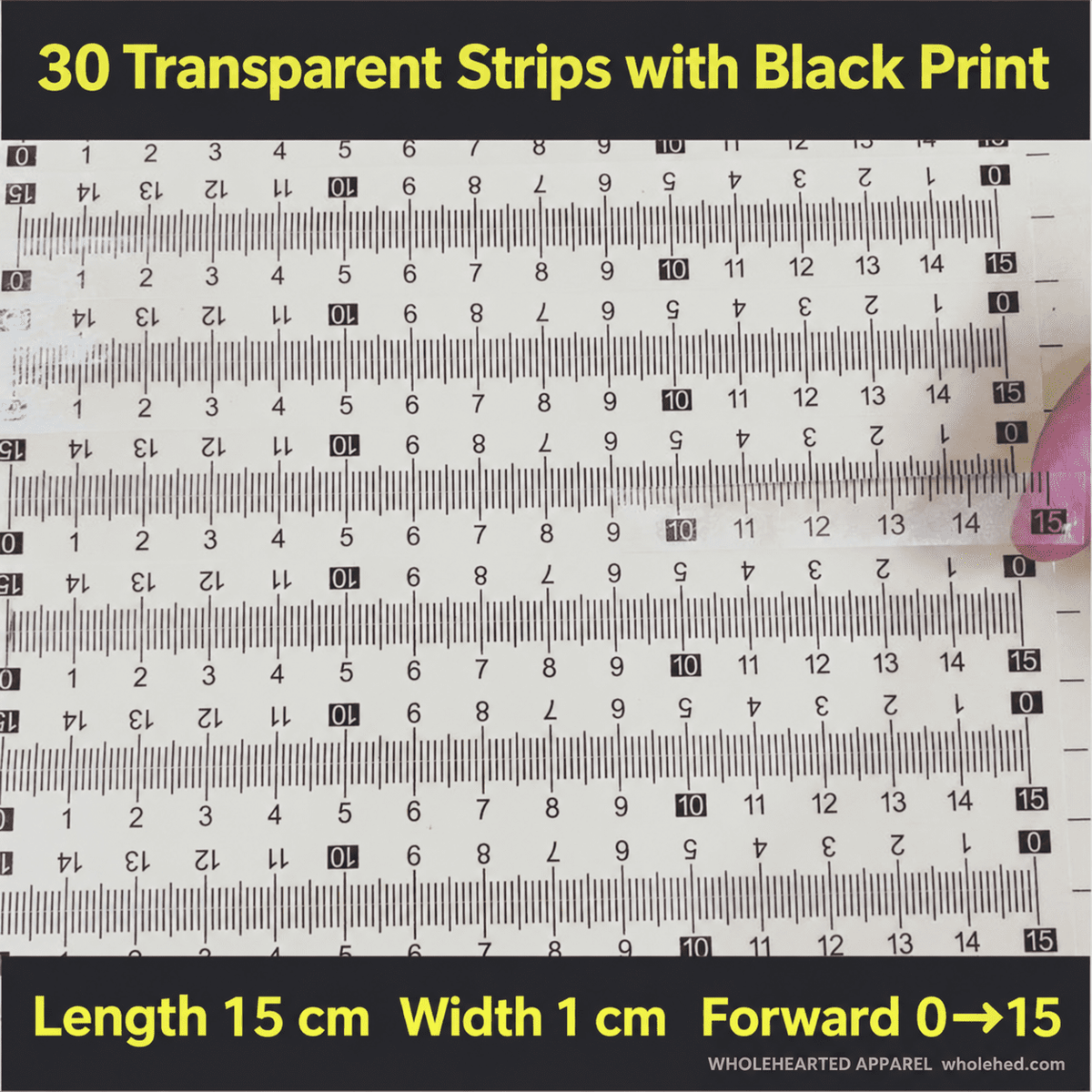 1603★ Transparent Self-Adhesive Waterproof PVC Ruler Sticker with Center-Finding Scale Customizable.