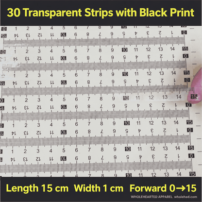 1603★ Transparent Self-Adhesive Waterproof PVC Ruler Sticker with Center-Finding Scale Customizable.