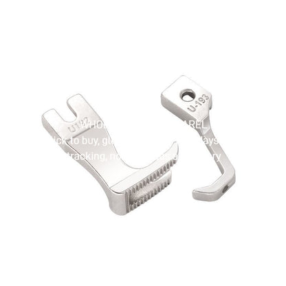1057★  Synchronous car bilateral presser foot with teeth flat bottom rounded corners right angle split fork thick material leather presser foot U-192 U193