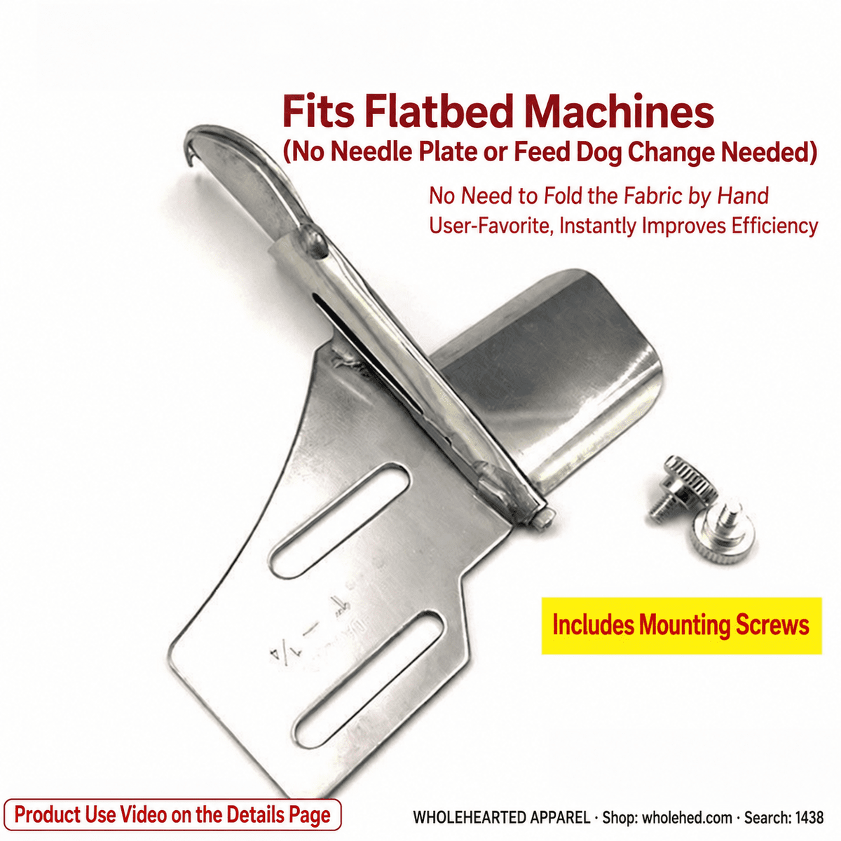 1438★ Four-Fold Double-Edge Straight-Grain Binder for Flatbed Sewing Machines, Placket and Sleeve Finishing